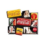 Nostalgic-Art Set di Magneti Vintage Coca-Cola – Yellow – Regalo per Amanti della Coke, Decorazione del Frigorifero, Design nostalgico, 9 Pezzi, 9 unità
