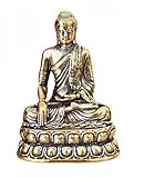 WOO MANTO Piccola statuetta di Buddha seduta, portatile, statua in ottone, decorazione da tavolo, meditazione, antica casa/ufficio