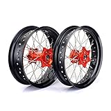 Tarazon - Cerchioni per ruota per supermoto, set cerchi 3,5 x 17" ruota anteriore + 5,0 x 17" ruota posteriore per KTM SXF SX EXC SXS 125-530 03-14