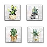 Lupia - Set di 4 Quadri Moderni su Carta Telata, Canvas Natura 16x16 cm, Stampe Vivide con Piante Naturali, Decorazione per Cucina, Soggiorno, Ufficio, Pronti da Appendere, Realizzato in Italia