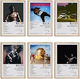Travis Scott Poster – Rapper firmato, musica, stampe limitate con copertina degli album, tela, arte da parete, set da 6 per camere, decorazione estetica, aula, camera da letto