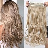 TESS Extension Capelli Clip Ondulato 43 cm, Extension Clip Biondo Miele Extension con Clip 1 PC 5 Clips 120g Extension Capelli