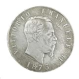Eqerlian Monete d'Argento Dollaro Argento Monete antiche Rame e Argento Italia Vittorio Emanuele II può soffiare Monete
