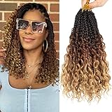 Samtress 10 pollici Dea Box Trecce all'uncinetto Capelli 8 Pacchetti Boho Box Trecce all'uncinetto Capelli Ombre Pre Looped Box Trecce con estremità ricci sintetiche estensioni dei capelli intrecciati