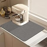 KOOSREEL Tappetino scolapiatti per macchina da caffè (30 × 40 cm), per stoviglie, bar, caffettiera, super assorbente, per stoviglie, grigio