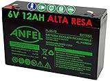 ANFEL 6V 12Ah Batteria al Piombo Ricaricabile sigillata ermetica Compatibile con 6V 10Ah per Auto Macchine Quad Moto per Bambini