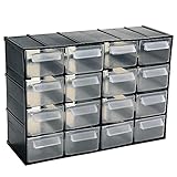 Art Plast 802 - Cassettiera, 16 cassetti trasparenti con portaetichetta, 221 x 85 x 156 mm