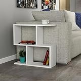 Dmora - Tavolino da Salotto Polyh, Tavolo Basso da caffè, Portariviste per Divano, Ripiano da Soggiorno, 60x20h60 cm, Bianco