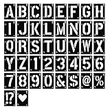 Diffaxy Stencil con lettere e numeri, 42 pezzi, riutilizzabili, per scrapbooking, pittura, targhette in legno, accessori fai da te, 7,2 x 5 cm