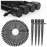 50 Pezzi Goccia a Irrigazione Regolabile, VooGenzek 360 Gradi 8-Fori Gocciolatore di Emettitore Micro con Barb Connettore & Staffa per Tubo, Teste di Irrigazione da Giardino per Tubo 4/7 mm, Nero