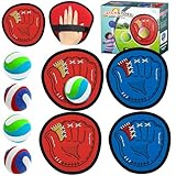 YGVQN Palla con Velcro Giochi all'Aperto per Bambini 3-10 Anni, 4 Racchette e 4 Palle Precinibili, Gioco da Esterno per Giardino, Spiaggia, Parco, Sviluppare Coordinazione e Abilità Motorie