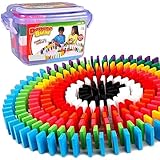 BAKAJI Confezione 200 Tasselli Gioco Domino Mattoncini in Legno Colorati Giocattolo Bambini per Costruzioni e Percorsi Effetto Domino Giochi di Abilità