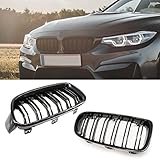 HZTWFC 1 paio Nero Lucido Doppia Stecca Griglia Anteriore Griglie Rene Per BMW Serie 3 F30 F31 F35 2012-2017 Car Styling