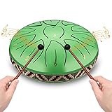 Ovshnrr Steel Tongue Drum 6 Pollici 11 Note Tamburo in Acciaio Handpan Tamburo Strumento a Percussione con Bacchette per Tamburi e Borsa per Meditazione Yoga Zazen