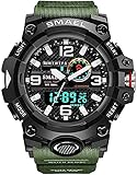 Fomtty Orologi Militari Uomo da Uomo Analogico e Digitale, Sportivo, Impermeabile LED con Cronometro Digitale Luxury Casual Wristwatch(Army Green)