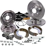BESTPRICE Set freni incl dischi freno anteriori Ø 240,5mm pieni + tamburo freno Ø 180mm + pastiglie freno anteriori e ganasce freno posteriori + compatibile con FIAT PANDA (169_)