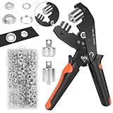 Occhiellatrice per Teloni, con 500 Pezzi Occhielli (Ø Interno 6mm e 10.5mm), Pinza per Occhielli per Teloni Multifunzione, Occhielli per Tessuti Pelle Telone Cartone PVC Tessuto e Tende da Sole etc