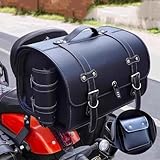 ZKSJFU Borsa Sella Moto per Kawasaki VN900 Classic Custom Lateral Soporte, Pelle Impermeabile Bauletto Moto Archiviazione Multifunzionale Grande capacità 33l Deposito Casco (40.5×30×27cm),A
