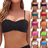 Generico Donna Bikini Top Push Up con Imbottiture Spallacci Regolabili Nero S
