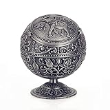 LAUYOO Posacenere antivento vintage con coperchio, in metallo, portatile, per uso interno o esterno, motivo stampato a mano, ornamento per uomini e donne (elefante fortunato, colore stagno)