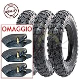 Union EGE10CRU Tris 3 Pneumatici + 3 CAMERE d'Aria Cross 100/90-10 per Piaggio Ape 50 MINICROSS Mini Moto Scooter TASSELLATI 6PR TT GOMME COPERTONI