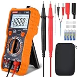 Multimetro Digitale Professionale, YIQIYIBO Multimetro a Portata Manuale True RMS, 6000 Conteggi Voltmetro, Misura Tensione CA/CC, CorrenteCA/CC, Resistenza, Diodi, Continuità, Capacità e Temperatura