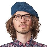 Cappello A Maglia E Basco Donna, Cappellino all'Uncinetto in 100% Cotone, Berretto Francese da Uomo Crochet Fatto A Mano per L'Estate E l'inverno Marino