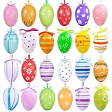 24 Pezzi Uova di Pasqua, 6 cm Appese Uova di Pasqua Decorazione per Albero di Pasqua Regali pasqua, Decorazioni fai da te con Vari stil Disegni di Pulcino Coniglietto per Decorazione Pasquale