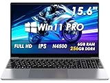 Kayoote PC Portatile 15.6 Pollici Celeron N4500 (fino a 2.8GHz) Laptop 6GB RAM 256GB SSD Win11 Pro IPS FHD 1920×1080 Notebook con WIFI, BT5.0, USB3.0, HDMI