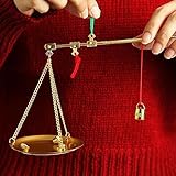 Bilancia da cucina in stile medievale saldo Con peso di 100g,Bilancia in ottone tradizionale di piccole dimensioni,Bilancia antica per alimenti cucina in metallo,D'oro,24cm