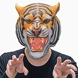 CreepyParty Maschera di Tigre Maschere per Animale in Lattice Realistico per Halloween Carnevale Festa in Costume Parata