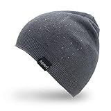 AnJuHoPa Berretto Invernale Lavorato a Maglia con Strass Leggero e Caldo Cappello Gray