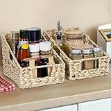 Winter Shore Cesto Vimini Intrecciato con Maniglie (Set da 2) - Cestino Decorativo per Mensole, Dispensa e Organizzazione Cucina