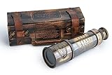 Telescopio artigianale | in scatola | 38,1 cm | Replica funzionale vintage in ottone nautico antico | Spyglass e decorazione da collezione | Super7One