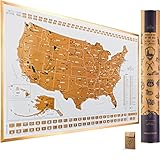 Travelization Mappa da grattare dei parchi nazionali degli Stati Uniti - Poster con mappa degli Stati Uniti da grattare 24 x 17 con parchi nazionali, monumenti, vette