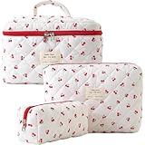 TOPALL Beauty Case da Viaggio Donna,Grande Borsa Cosmetica da Viaggio,Trousse Trucchi Donna in Aggiornata Pelle Cotone,Borsa Porta Trucchi da Toilette Makeup Bag Organizer