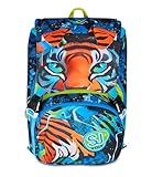 SJ GANG STYLE JAM GANG Zaino Scuola Estensibile Big, Blu, Zaino con Divisorio Interno, Tasca Superiore con Orecchie in Peluche, Tasca per Borraccia, 24 L, Zaino Scuola Elementare, Bambino