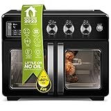 TurboTronic - Mini forno a convenzione 4 in 1 e friggitrice ad aria calda, versione XXL, 32 l, con spiedino girevole e molti accessori, teglia, essiccatore a partire da 25 °C e (nero)