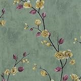 Hode Carta da Parati Adesiva Muro per Mobili Camera da Letto Moderna Verde Floreale Vintage Lavabile Cassetti, 44cmx3m Pellicola Adesiva per Mobili Fantasia, Armadio Cucina Impermeabile