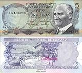 Prophila Collection Turchia Pick-No.: 185 Nuevo 1970 5 Lira (Banconote per Collezionisti - nessun Mezzo di pagamento) paesaggi
