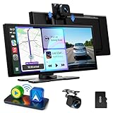 LAMTTO Wireless CarPlay Android Auto Display 10,25 Pollici Schermo per Auto Car Play con Dashcam Anteriore Posteriore 2,5K+1080P con Assistente Vocale Navigazione Bluetooth FM AUX Scheda TF 64GB