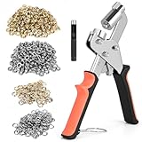Gaethra Occhiellatrice, Pinza Per Occhielli Metallici Professionale 10 mm Con Leva E Magnete, Occhiellatrice Per Teloni Con 500 Occhielli E Utensile Da Battuta, Per Cartone, PVC, Fai Da Te