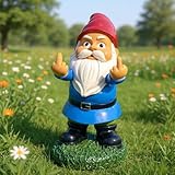 Guidre Nani da giardino da giardino per esterni, nani a doppio dito medio, 14 cm, nani in resina sfacciata, statua per prato, decorazioni all'aperto per patio, regalo di inaugurazione della casa