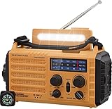 Mesqool 5000mAh Radio Solar, Radio Portatile di Emergenza con Manovella, Radio Dynamo Weather AM/FM, Caricatore USB per Telefono, Torcia LED e Luce di Lettura, Allarme SOS