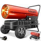Masko® Cannone riscaldante 30kW Diesel Essiccatore per edifici Riscaldatore per edifici Generatore di Aria Calda Termoventilatore 34L Serbatoio con Termostato Riscaldatore Olio Flusso Rosso/Nero