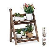 relaxdays Fioriera per Piante, a 2 Livelli, Legno, 51,50 x 41,00 x 24,00cm
