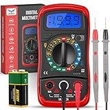 ULTRICS Multimetro digitale, voltmetro, amperometro, ohmmetro con linee di misurazione, multitester misura OHM, CA e DC, resistenza corrente, passaggio, diodi, tester elettrico