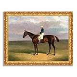 LuxHomeDecor George Stubbs - Fantino a cavallo - Quadro stampa su tela con cornice oro classico - 80x60 cm