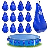 TZEKING 12 Pezzi Borsa per Pesi da Piscina,Sacchi Appesi per Teli per Piscine a Tenuta Stagna,con Ganci Borse per L'Acqua di Copertura della Piscina,per l'inverno, Pesi,Chiusura per Piscina RES