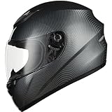Favoto Casco moto integrale per Adulti Approvato ECE Caschi Traspiranti Protezione di Sicurezza L (59-60cm) Fibra di Carbonio